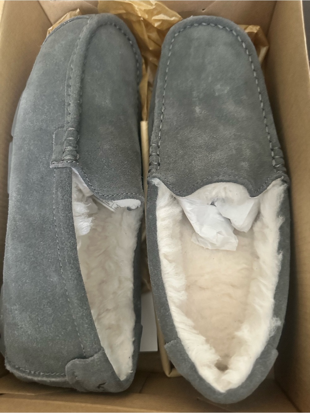 Gray Suede Fleece-Lined Slip-On
